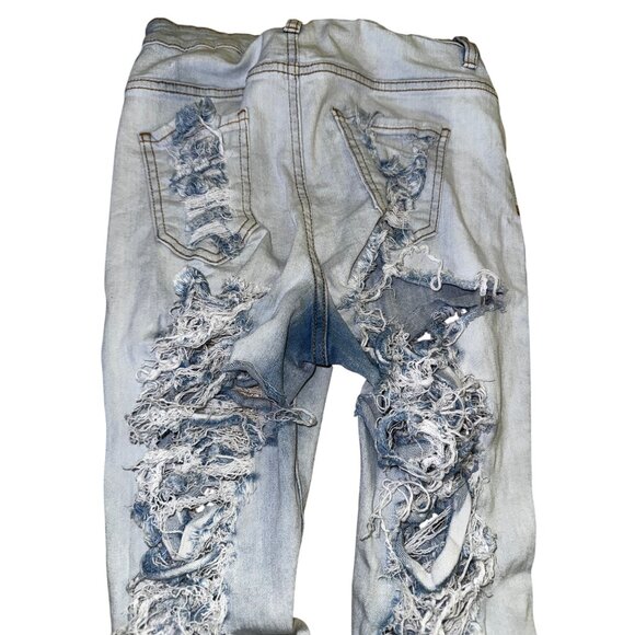 Fashion Nova Light Wash High-Waisted Distressed Denim Skinny Jeans Size 11/30 - Picture 3 of 7